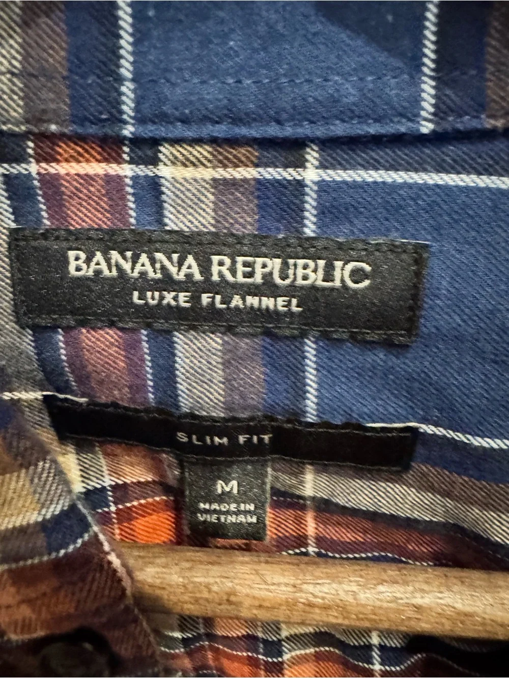 Banana Republic Navy and Orange Plaid Button-Down Shirt